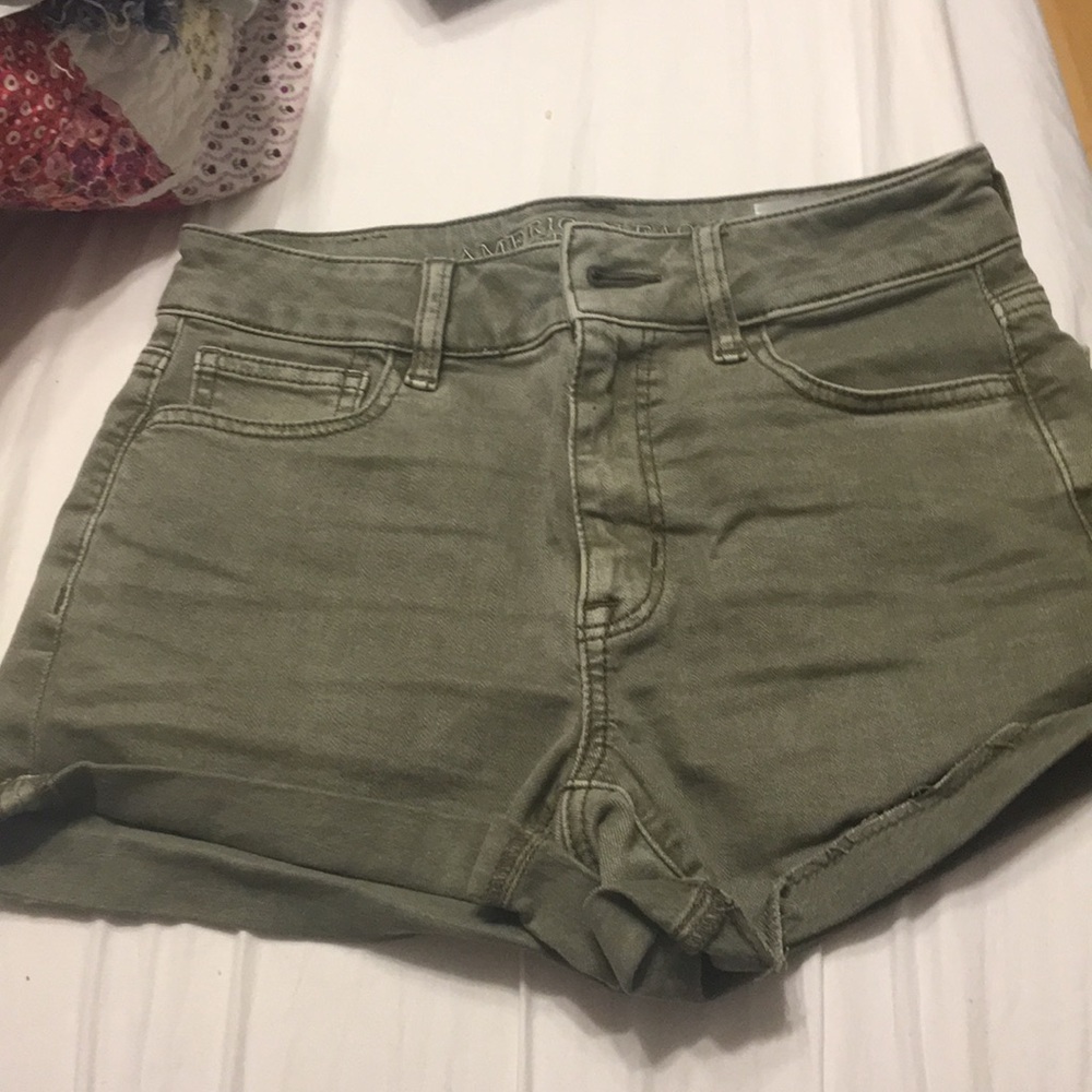 american eagle army green jean shorts